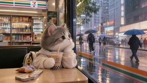雨天发呆的猫咪