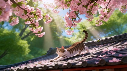 屋檐慵懒小猫