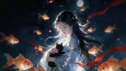 鱼世界女孩和猫咪