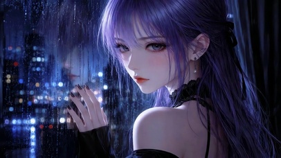 雨夜紫发少女