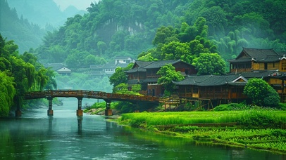 小桥流水人家美丽风景