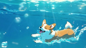 游泳的小狗狗