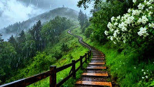 山顶栈道小雨4K