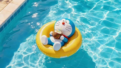 夏日泳池机器猫