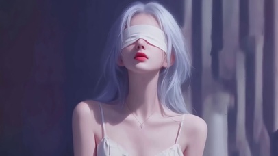 性感治愈白发蒙眼美女