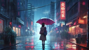雨中背影