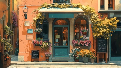 午后静谧温馨街角商店