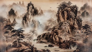 古风山水唯美插画