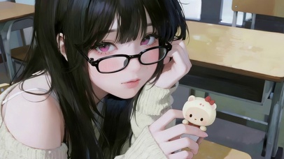 可爱眼镜女孩