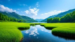 清新绿色护眼山水