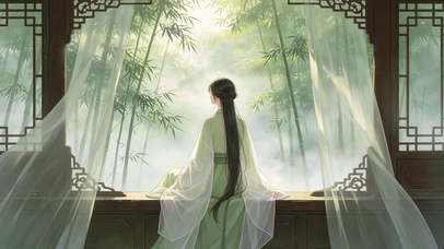 竹林古风美女