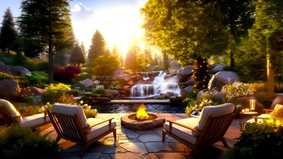 秋天清晨放松溪边篝火