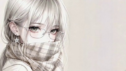 银发眼镜二次元美少女