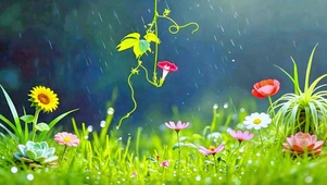 治愈小雨牵牛花4K