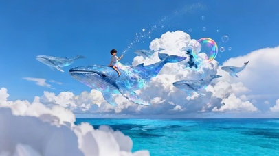 情侣壁纸—鲸鱼遨游