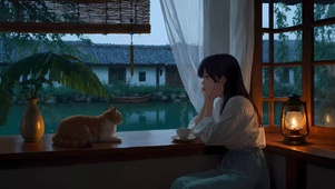 女孩与猫
