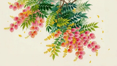唯美的绿叶鲜花