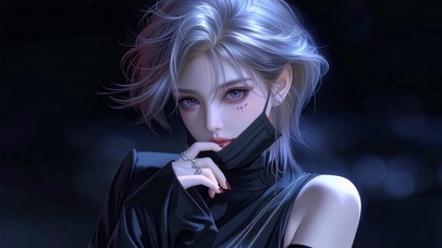 银灰短发的口罩甜妹