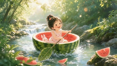 夏日西瓜小船