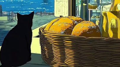 蓝天白云海景猫咪带鱼屏