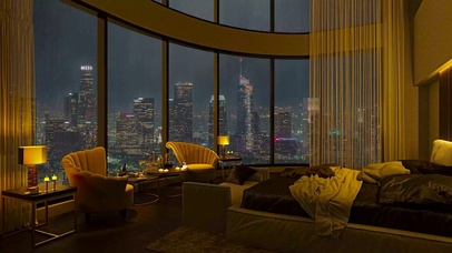 唯美雨天都市房间