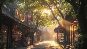 唯美午后阳光古城小镇