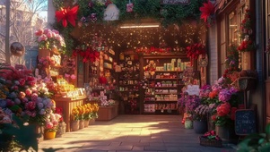 圣诞雪花温馨阳光商店