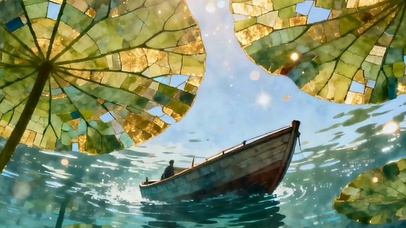 夏天池塘荷叶带鱼屏