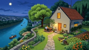 夏日傍晚小屋