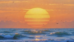 落日海浪海景
