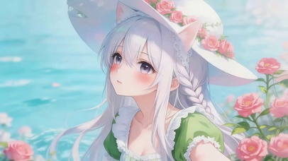 湖畔鲜花女孩