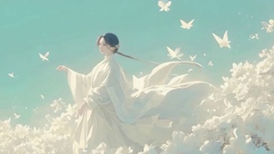 古风栀子花白色汉服美女