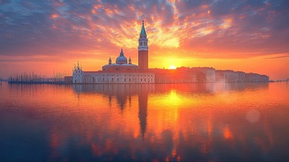 梦幻晚霞宏伟宫殿