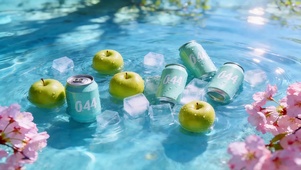 夏日水面青苹果