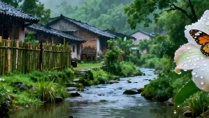 雨天护眼绿景双屏