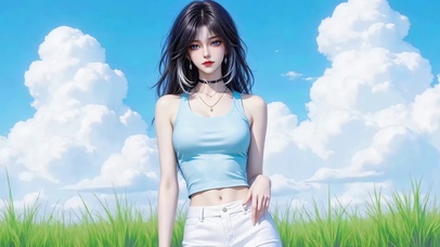 蓝天下清纯少女