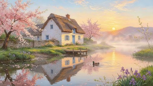 河边唯美小屋