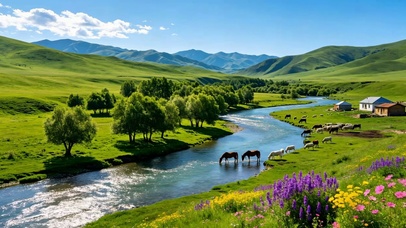 4K青山草原旷野流域