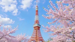 晴空樱花铁塔