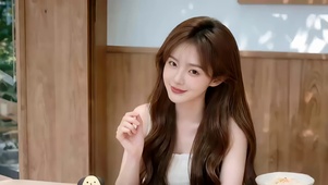 西餐厅就餐的迷人美女