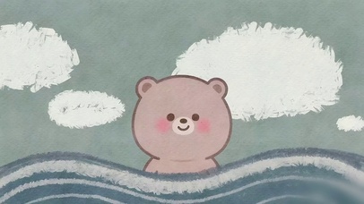 海浪里的小熊