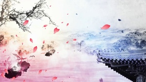 雪景桃花
