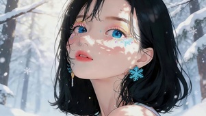 冬季森林女孩