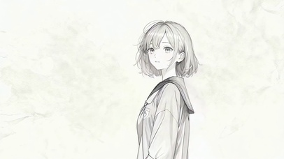 日系素描校服女孩