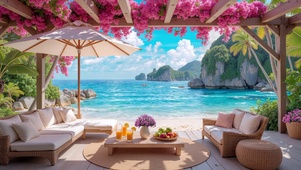 海岛花廊露台