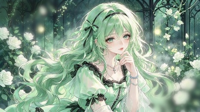 森系仿手绘动漫少女