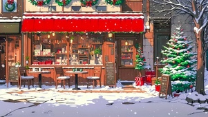 冬雪街边小店