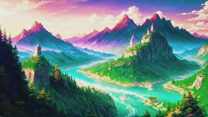 唯美梦幻五彩云峰