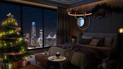 城市公寓圣诞氛围