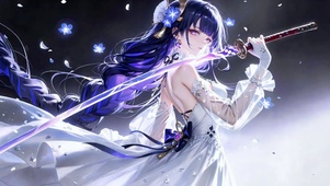 唯美紫发拔刀二次元美少女